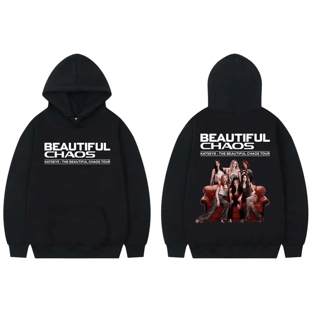 

Katseye The Beautiful Chaos Tour 2025 Hoodies Fashion Aesthetic Hooded Sweatshirts Men Women Clothing Casual Oversized Pullovers