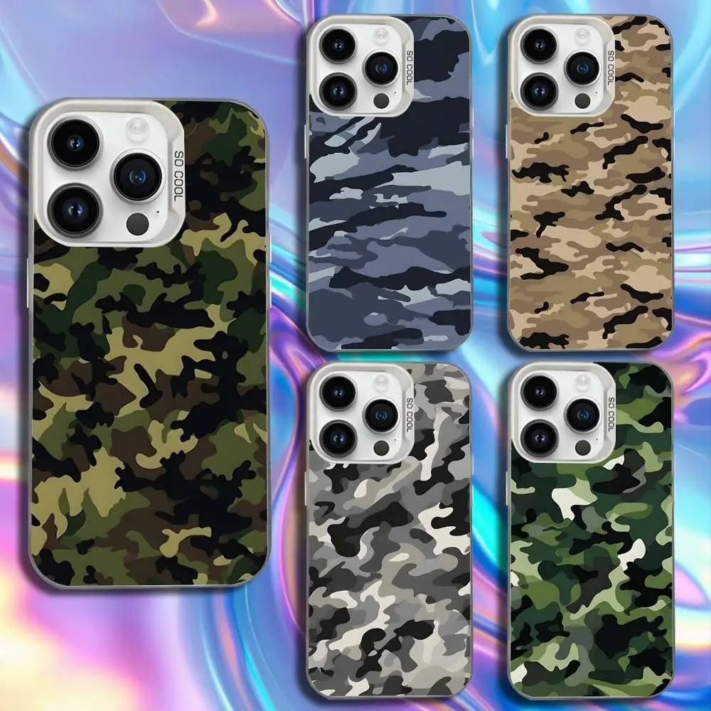 

Fashion Camouflage Phone Case For iPhone 17,16,15,14,13,12,11,Mini,Pro,SE,MAX White Matte Shockproof Cover