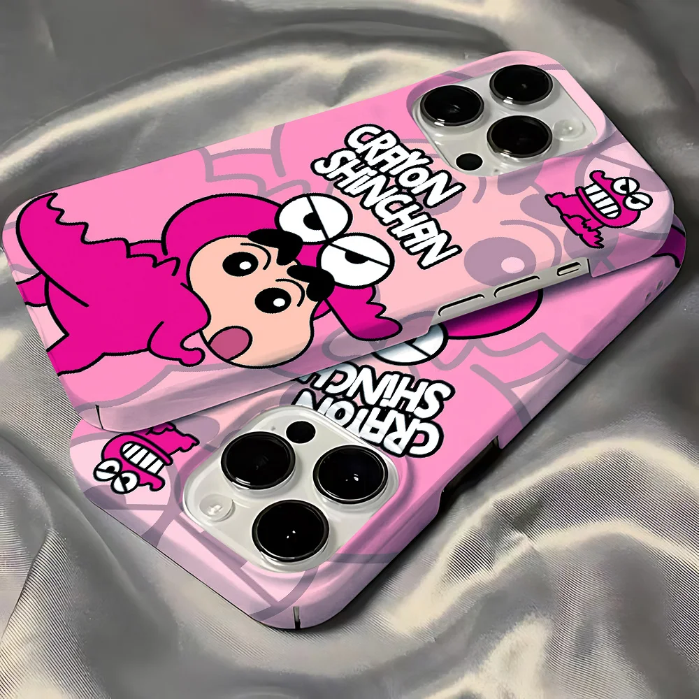 Anime Pink Noharas Shinnosukes Phone Case for iPhone 16 15 14 13 12 11 Pro Max XS XR XSMax 6 7 8 Plus Glossy HD Hard PC Cover