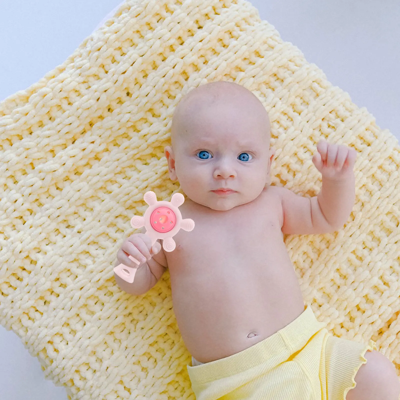 1 قطعة سيليكون الطفل التسنين دُولابٌ دَوّار شكل الدمبل حشرجة الموت للرضع التنسيق بين اليد والعين طفل عضاضة الإغاثة طفلة