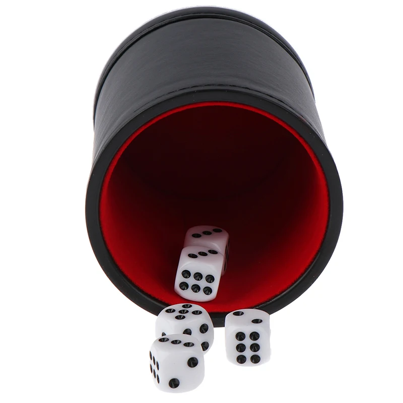 

1PC Black/Red Leather Felt Lining Dice Cup Quiet Shaker For Dice Game