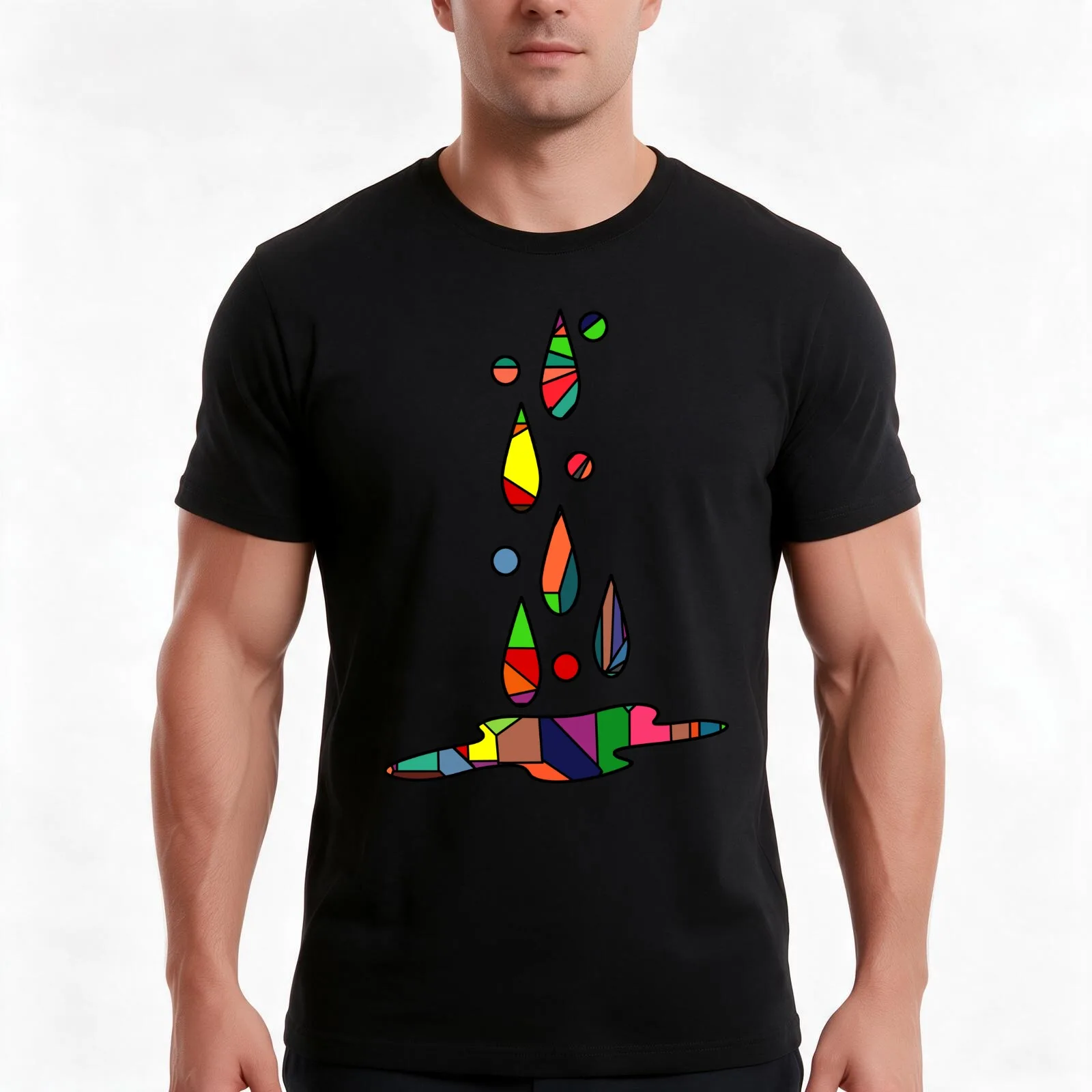 Angle Doodle T-Shirt, Summer Casual Cotton Tee, Oversized Streetwear Tops, Vintage Graphic Print, Loose Fit Short Sleeve