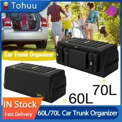 60L/70L Car Trunk Organizer Storage Box Oxford Cloth Auto Organizers Bag Folding Trunk Storage Pockets For Vehicle Sedan SUV