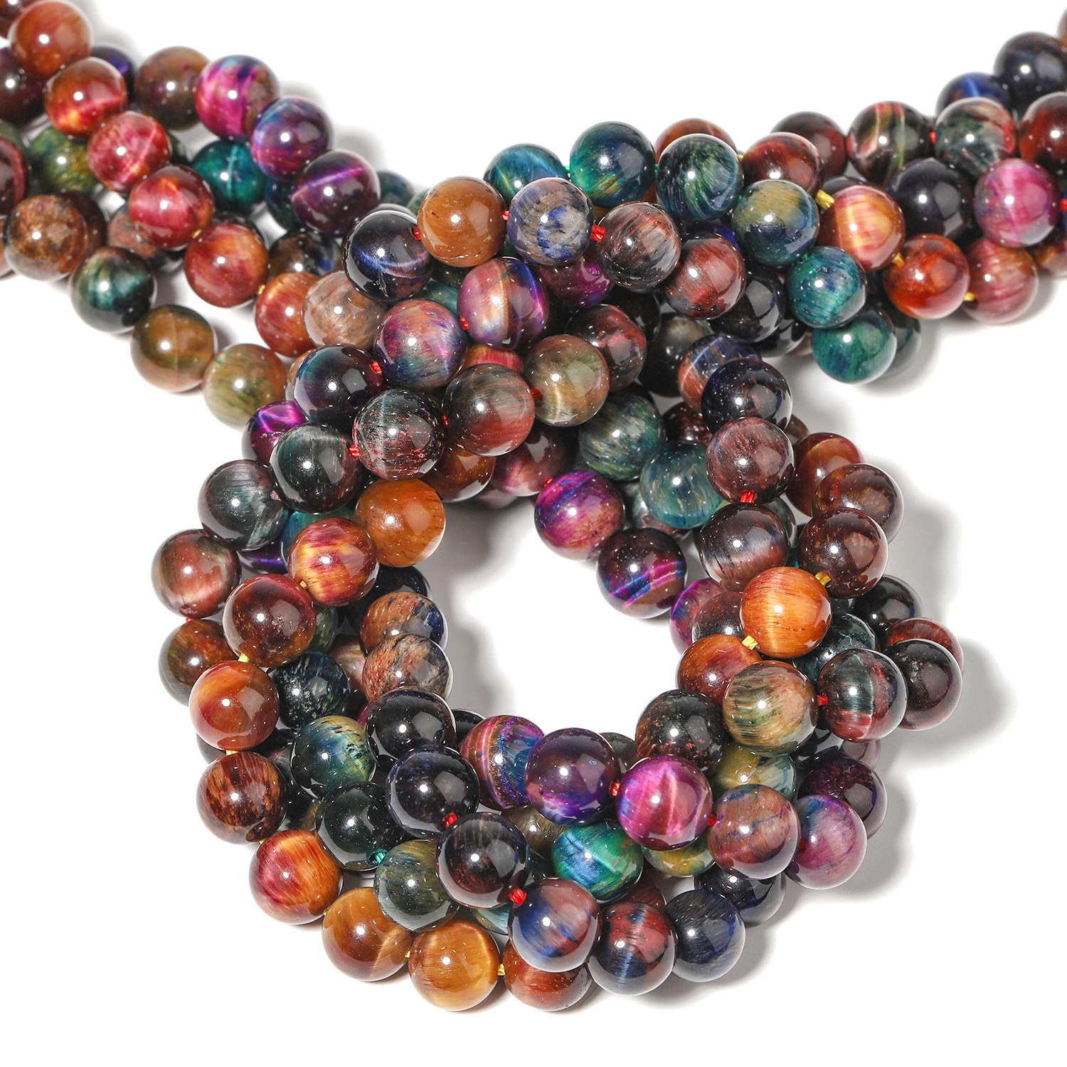 6/8/10mm Natural Tiger Eye Stone Colorful Bicolor Beads Loose Round Beads Charms Fashion Jewelry Making DIY Bracelet Accessories
