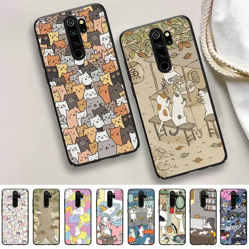 Japanese Cat Phone Case For Samsung A 13 21 30 31 32 51 52 53 70 for Huawei Honor 50 60 70 for OPPO vivo