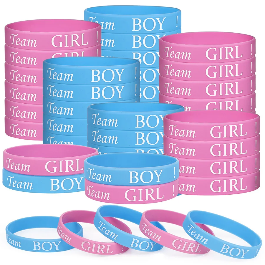 

Gender Reveal Party Silicone Bracelets Boy Girl Elastic Wrist Bands Soft Wristbands Baby Shower Celebration Guest Accessories