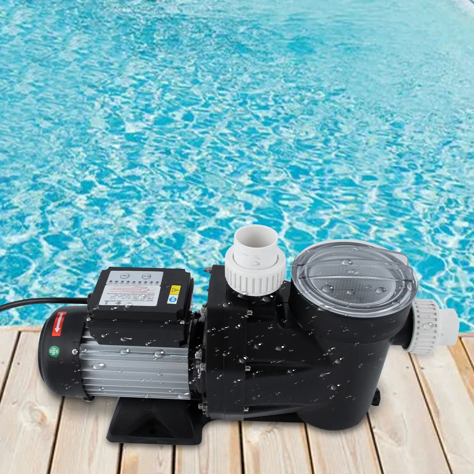 Bomba de piscina terrestre 1,5 HP 105 GPM – Bomba de piscina de velocidade única de 52 pés com temporizador, 110 V