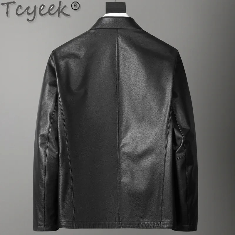 Tcyeek Real Leather Jacket Men Business Casual Male Leather Coat Spring Autumn Clothes New Style Cowhide Coats Jaqueta De Couro