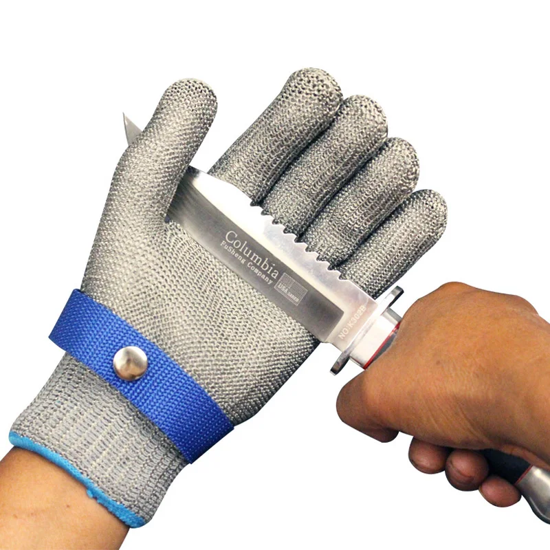 The Steel Wire Metal Mesh Gloves Safety Anti Cutting Wear Resistant Kitchen Butcher Working Gloves Self Defense