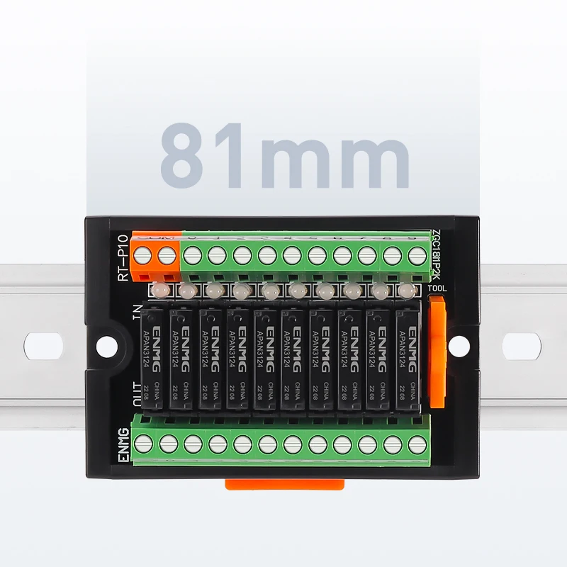 

ENMG Wiring-Saving Terminal Relay Module RT-E08S - 24V PLC Signal Isolation & Amplifier Board, Multi-Channel Module Space-saving