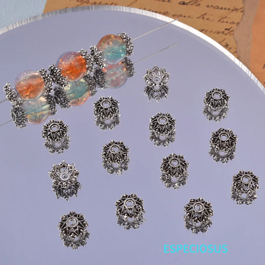 Gold Color Plated Alloy Hollowed Receptacle Beads Holder Vintage Earring Fittings Departments Metal Spacer Jewelry Accessories