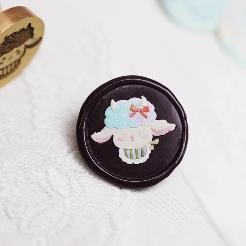 

New Cute Lamb Wax Seal Stamp Brass Head Unique Design Round Sheep Sealing Wax Stamp Carve 3d Relief Letter Scrapbook Seals Toys