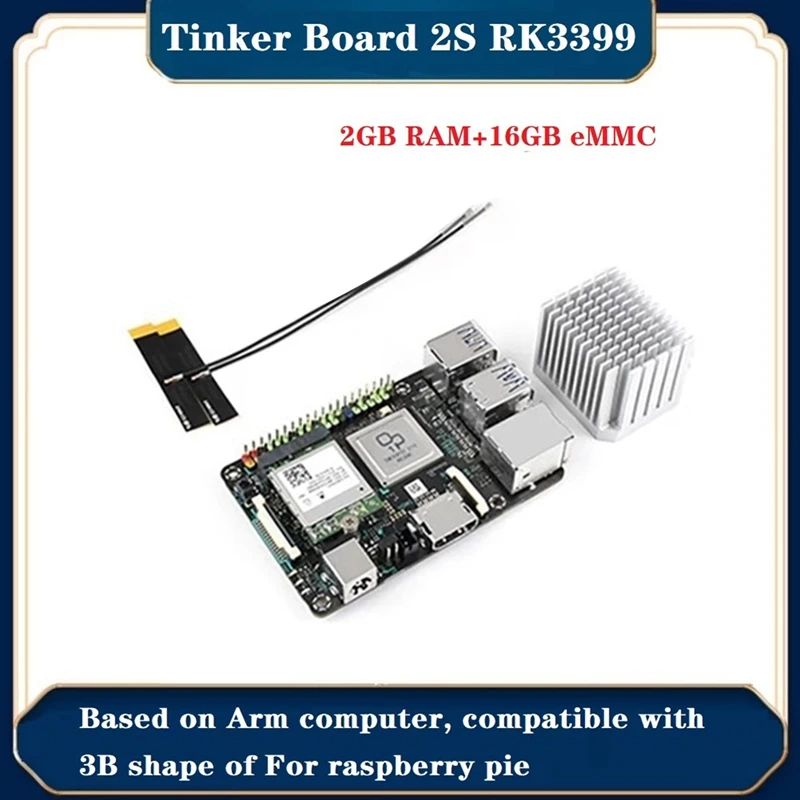 Para asus tinker board 2s placa de desenvolvimento rk3399 2g + 16g emmc baseado braço computador compatível para raspberry pi 3b forma kits