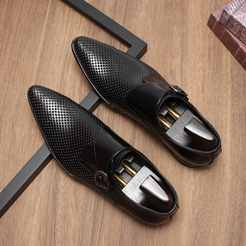 Luxury Genuine Leather Mens Dress Shoes Handmade Quality Comfortable 2025 Autumn British Trend Hollow Wedding Social Shoes Man image 6