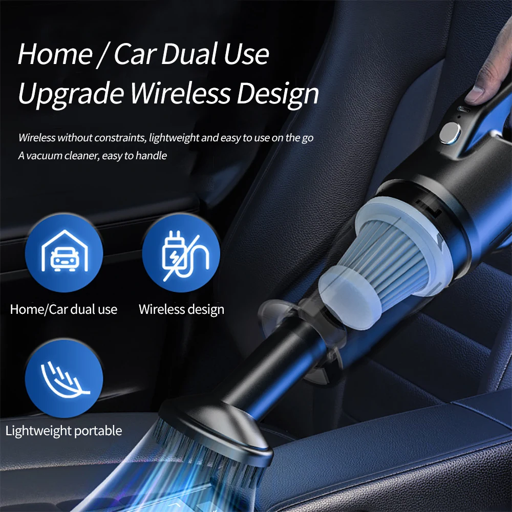 5500Pa Wireless Car Vacuum Cleaner USB Rechargeable Cordless Vacuum Cleaner Multipurpose Vacuum for Vehicle/Home/Office/Pet Hair