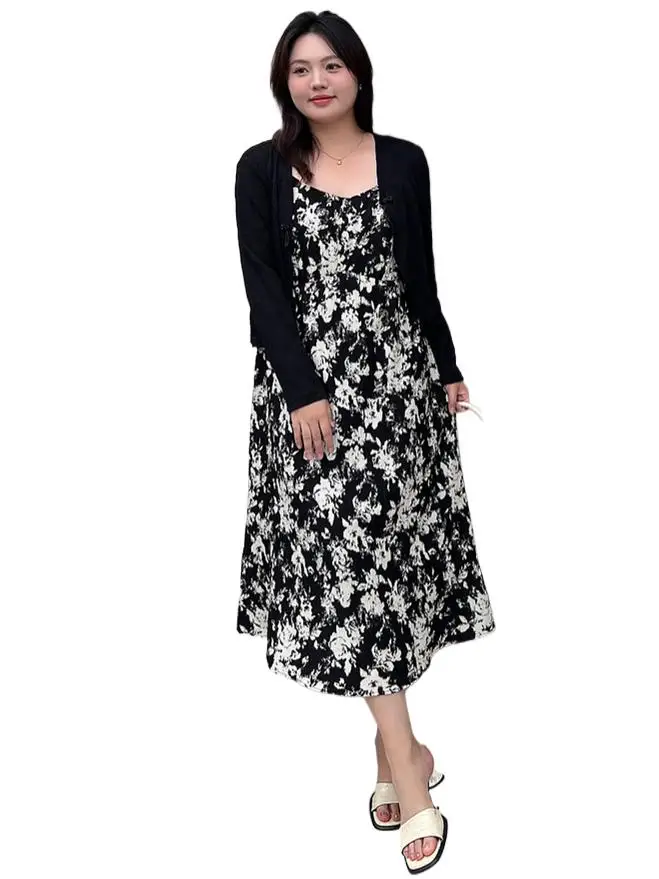 

Ink printed Spaghetti Strap long maxi Dress for Women 2023 New Fashion Casual Boho Dress Vintage Elegant Dresses plus size 5XL