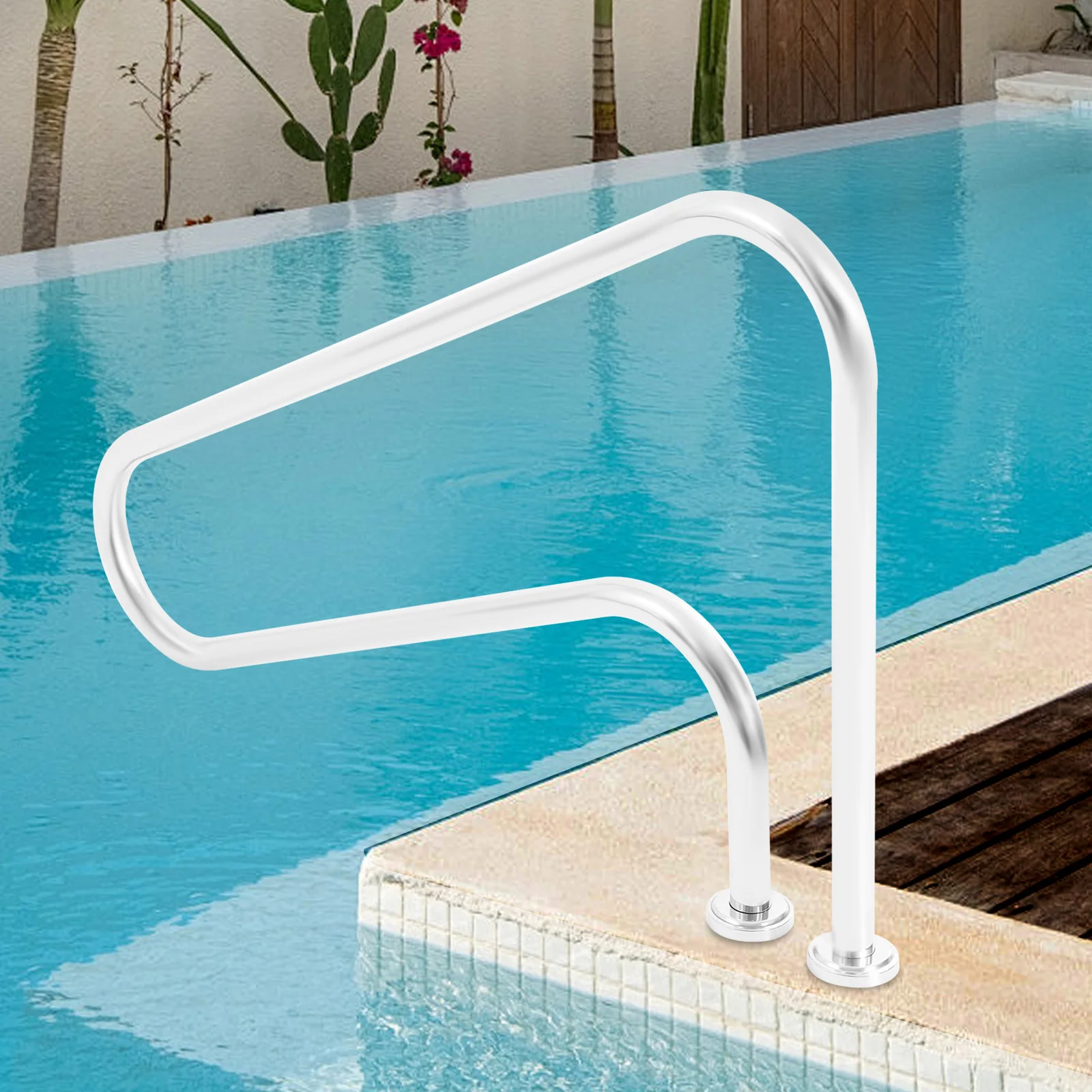 Stainless Steel Pool Handrail for Inground Swimming Pools Curved Safety Rail with Easy Installation & Durable Anti-Rust Design