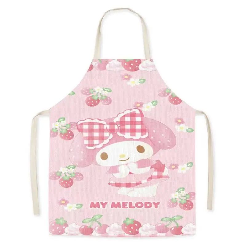 Kawaii Sanrio Apron My Melody Kuromi Cartoon Printing Household Kitchen Sleeveless Anti Dirt Parent Child Apron Cleaning Tools