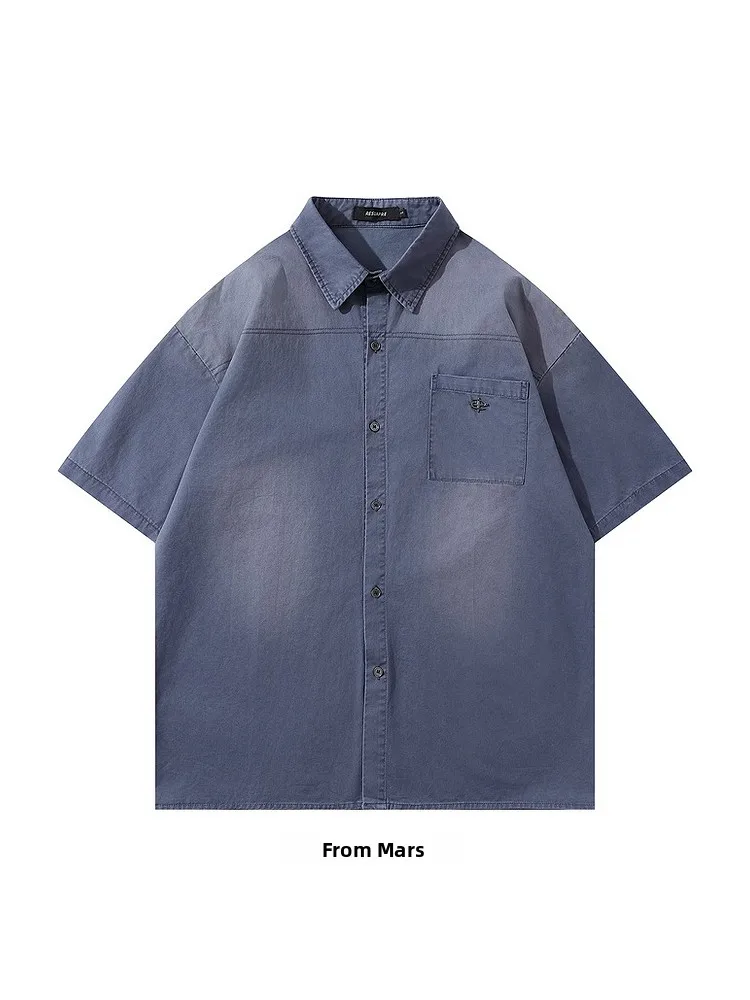 

Loose Fit Vintage Denim ort Sve irt Summer Trend Street Sle Design Casual Youthful Look from Brand