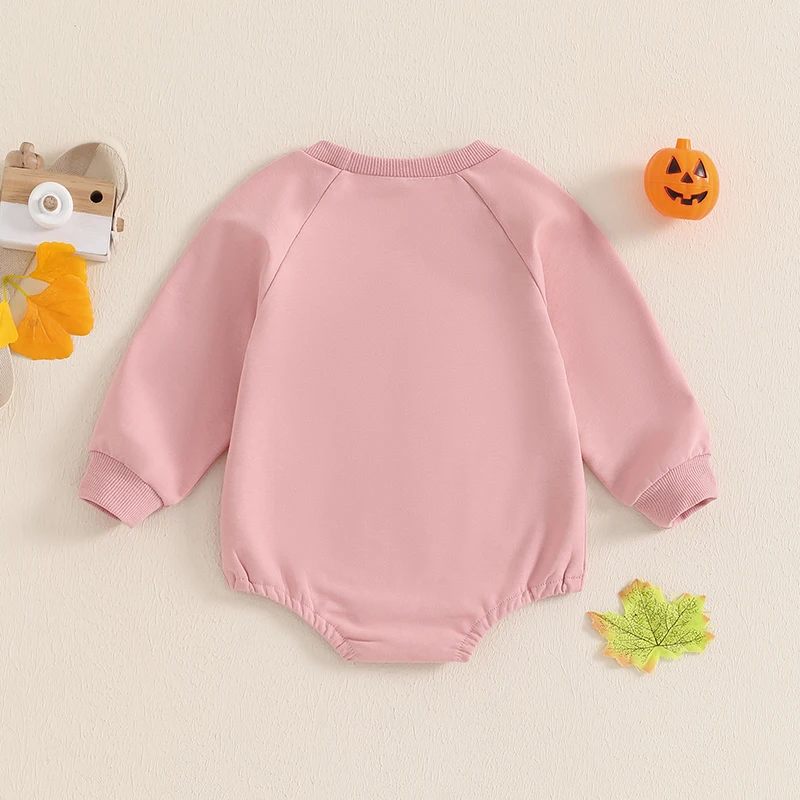 2024-06-19 Lioraitiin 0-18M Baby Halloween Casual Romper Long Sleeve O-Neck Ghost Embroidery Sweatshirt Romper for Fall Winter