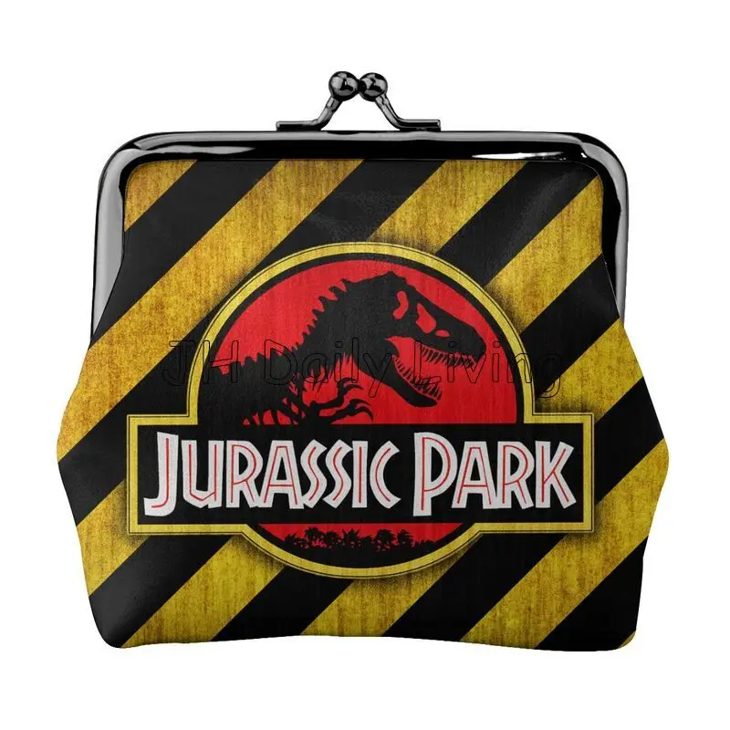 Jurassic Park Logo Print Leather Coin Purse Small Kiss-Lock Change Pouch Clasp Closure Buckle Wallet Gift for Women Girls Travel