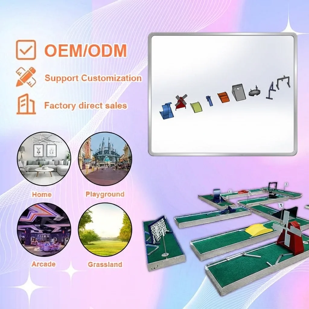 

9 моделей DIY Glow Golf Obstacle Set. Изготовлен из водонепроницаемого, устойчивого к ржавчине цельнометаллического алюминия с отделкой краски.