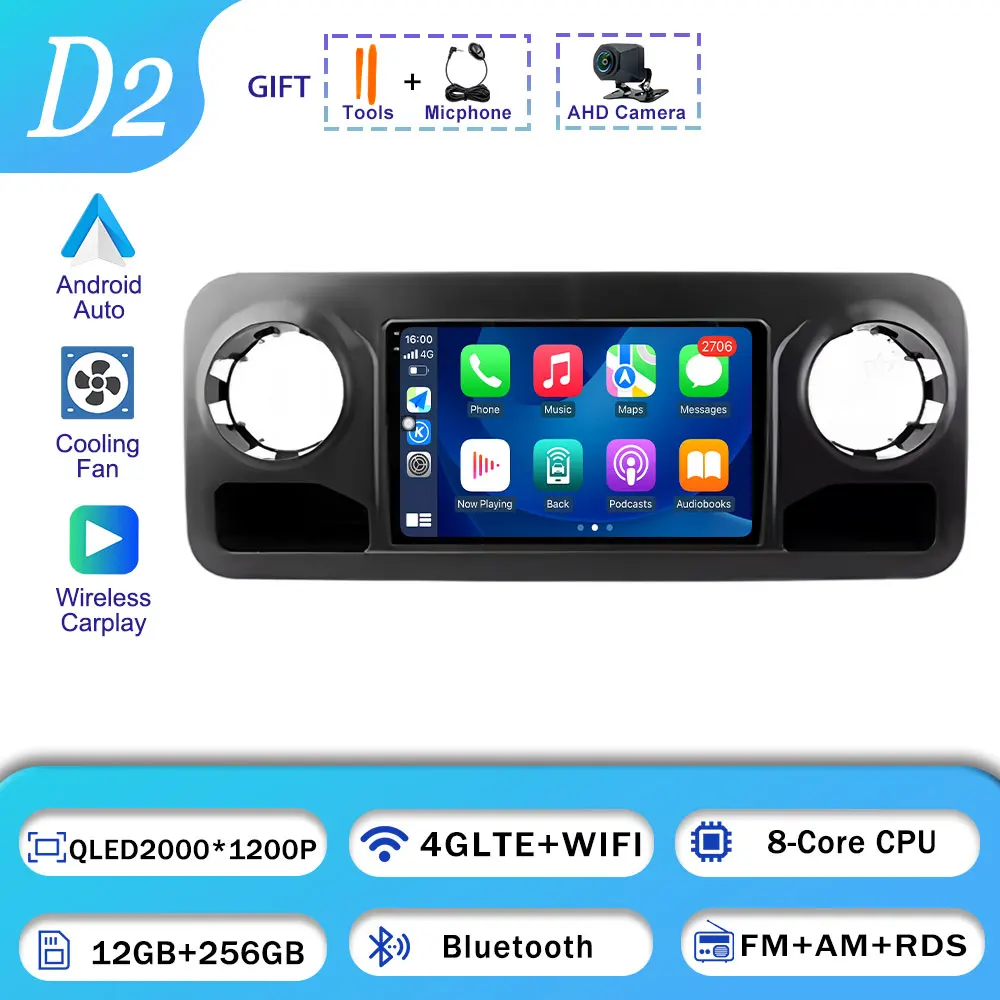 Voor Mercedes Benz Sprinter 2018-2022 Autoradio BT GPS Navigatie WIFI Stereo Multimedia Android 16 Draadloze Auto Speler carplay
