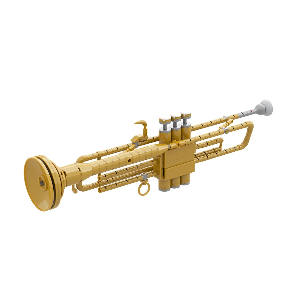 Gobricks moc instrumento musical trompete com pistões de trabalho blocos de construção modelo jogar tijolos diy brinquedo montado presente das crianças