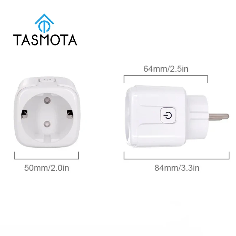 Pre Flashed TASMOTA Smart Home EU Standards WiFi Plug Works With Home Assitant Electric Consumption Monitoring 16A 100-240V