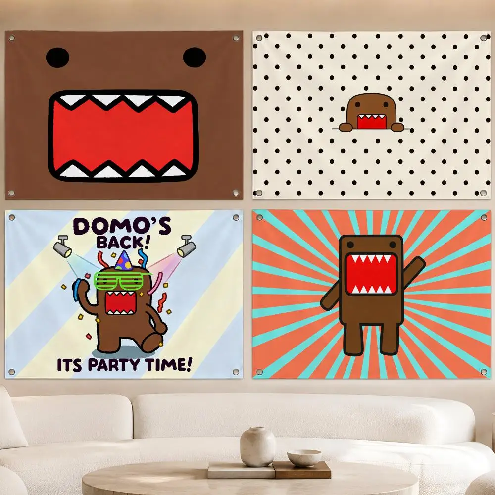 Mascot Cute Japanese Domo Kun Flags Fan Banner Tapestry Wall Hanging Garage BarDorm Camp Party Outdoor Home Decor Gift