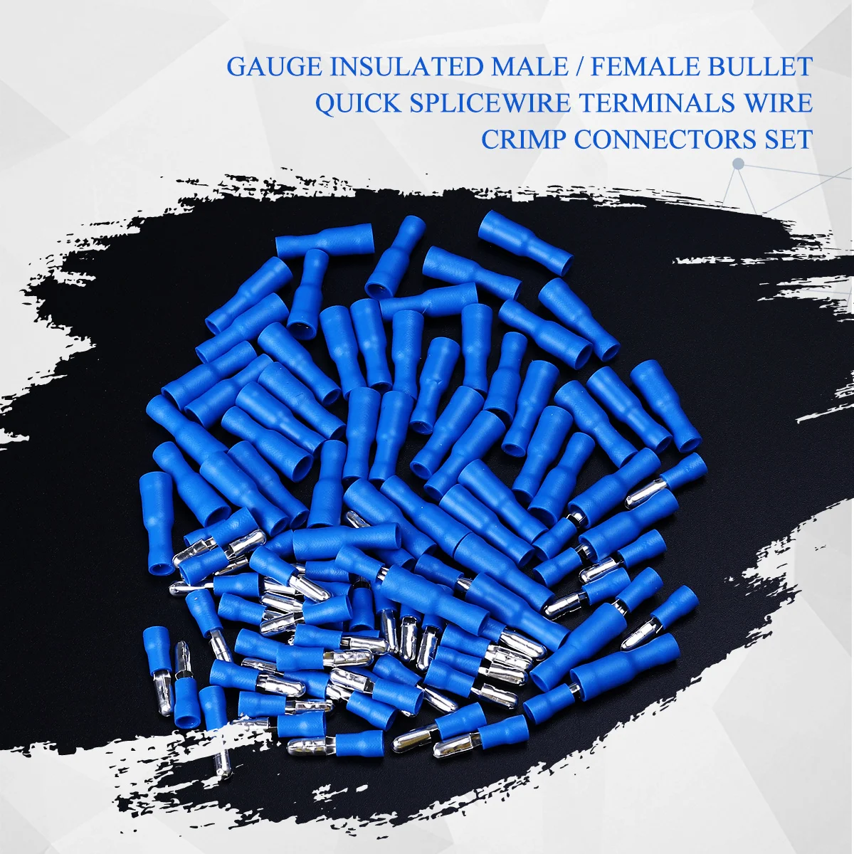 100 قطعة محطات رصاصة الصحافة الباردة معزول ذكر أنثى سريعة لصق موصلات الأسلاك مجموعة الأزرق معزول مختومة