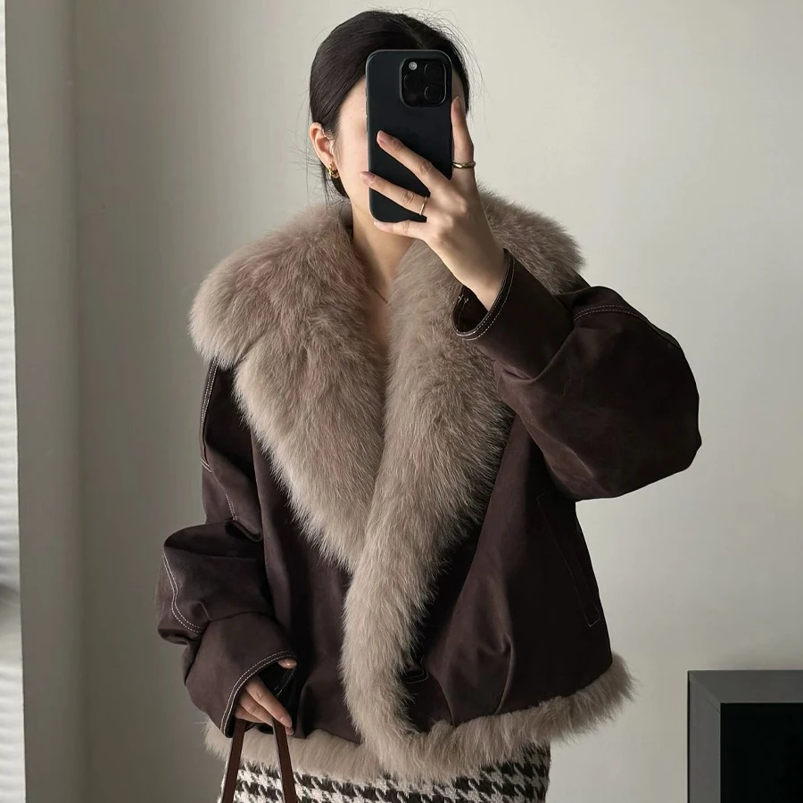 Veste d'hiver pour femme veste en fourrure de renard véritable veste moelleuse en fourrure de renard naturelle marques de luxe veste courte en vraie fourrure