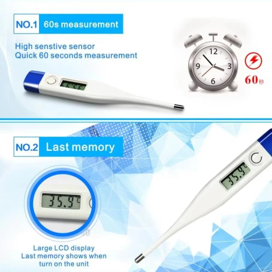 1 PC Digital Thermometer Good Quality Clinical Oral Underarm Rectal Test Baby Adult Fever Temperature Basal Rigid Tip Termometer