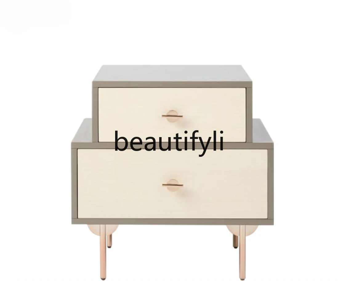 Simple decorative cabinet, double-layer two-chest cabinet, Nordic bedside table, storage cabinet, drawer customization