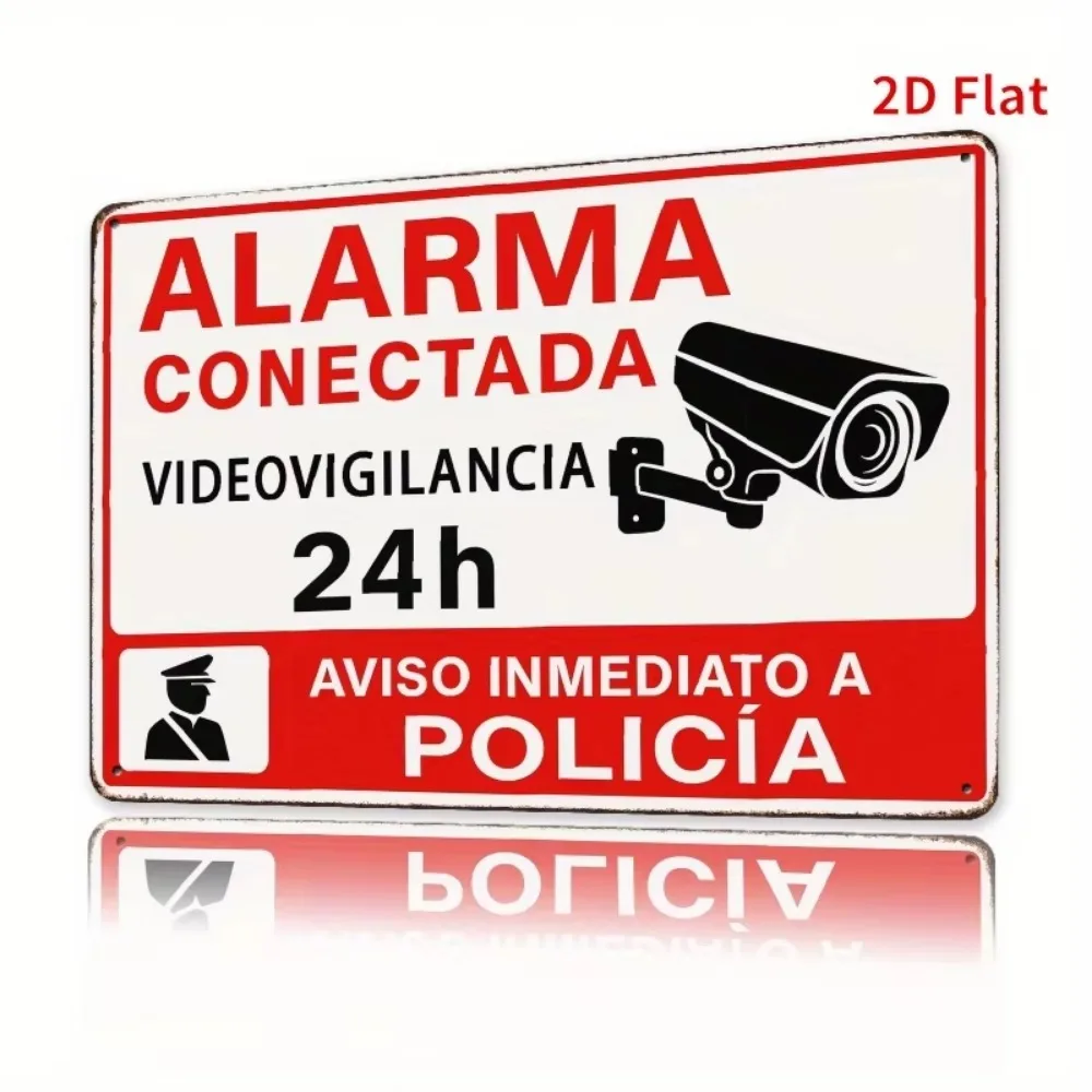 Spanisches Video Vigilancia 24-Pferde-Metallschild, rechteckiges Sicherheitswarnschild aus Eisen für den Heimgebrauch im Freien