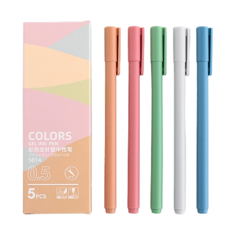 컬러 잉크 펜 세트 5 개 0.5mm, 스크랩북 애호가 아이를 위한 바늘 펜촉 선물