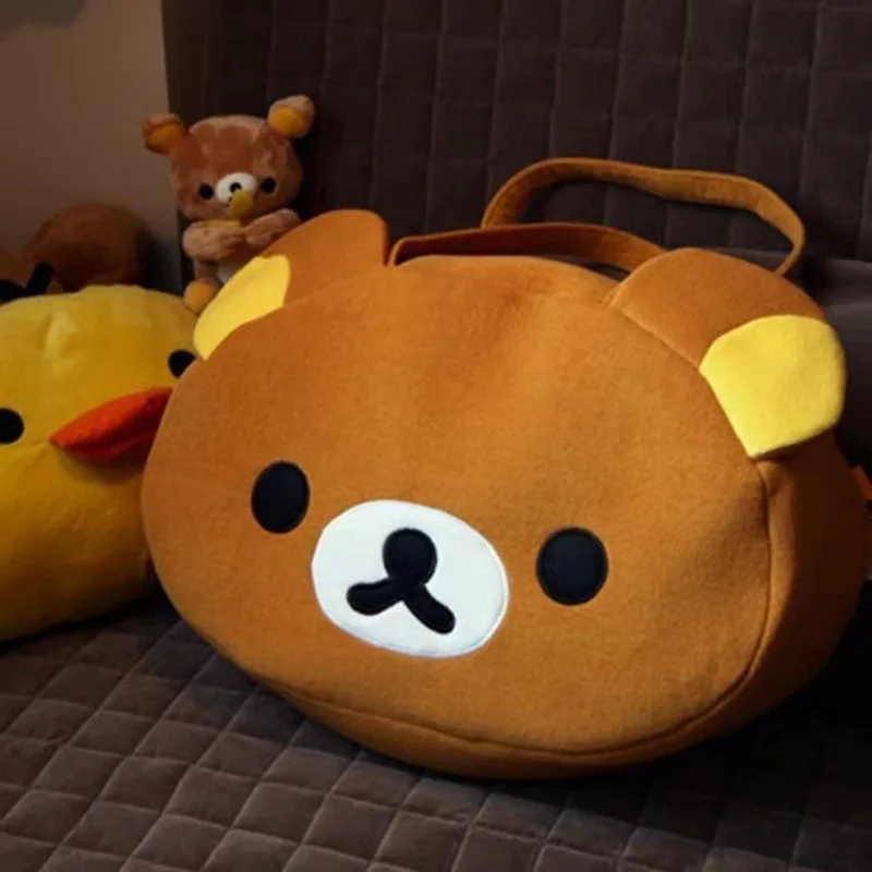 Rilakkuma Plush Cartoon Shoulder Bag Cartoon Anime Casual Tote Bag Bear Handbag Soft Large Capacity Luggage Bag Gifts Girl