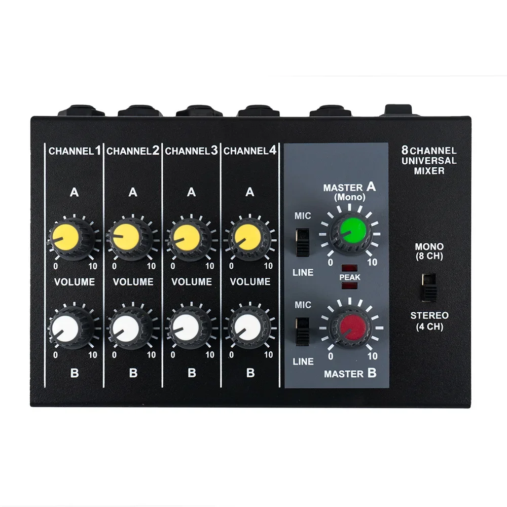 

8 Channels AM-228 Studio Mixer Ultra Compact Audio Sound Mixer Mixing Console Low Noise Metal 6.35mm Interface Guitar Parts