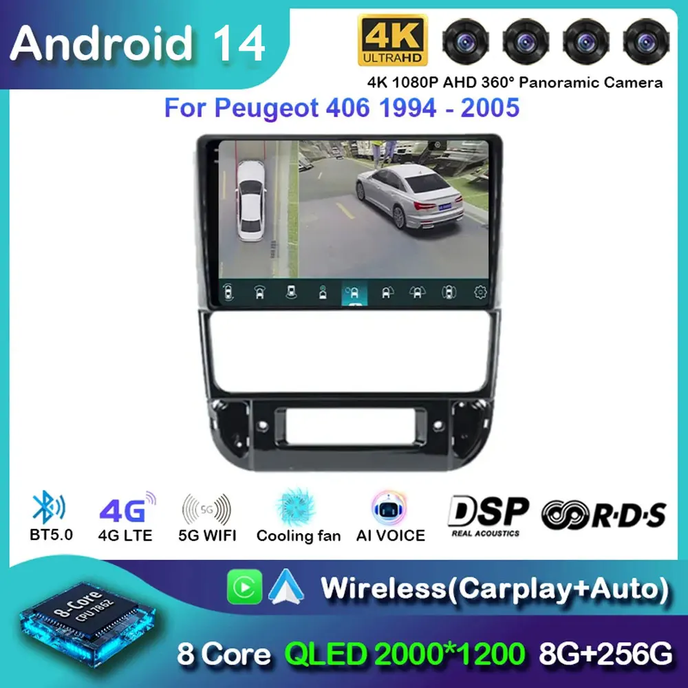 

Авторадио мультимедийный для Peugeot 406 1994-2005 2 Din Android радио Carplay автомобильный стерео GPS-навигатор головное устройство Android Авто WIFI