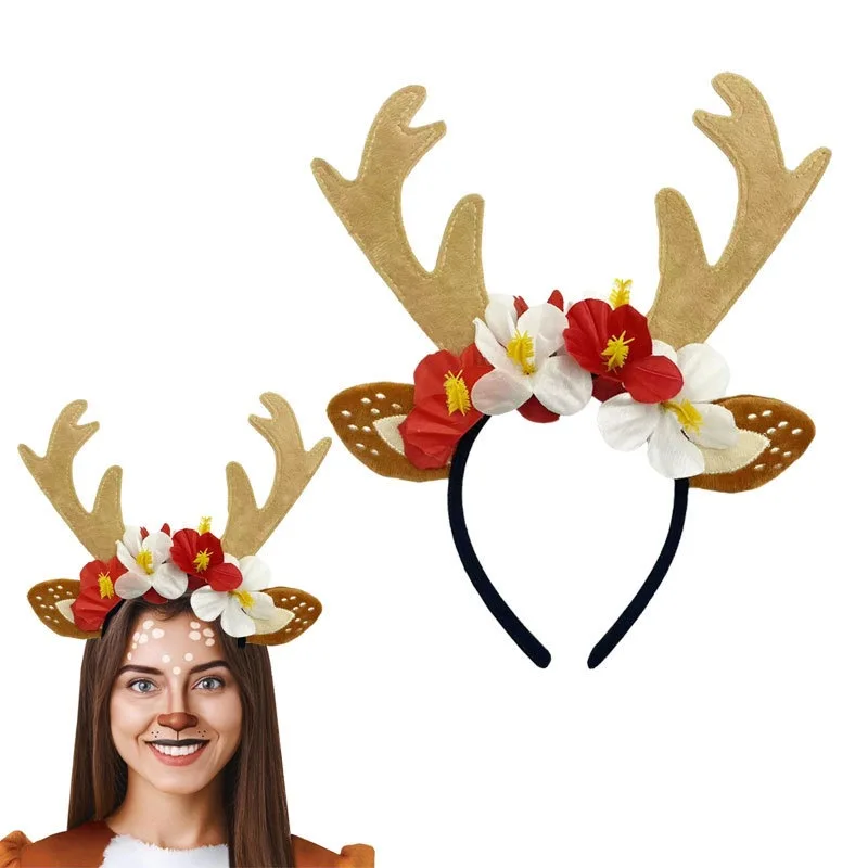 مجموعة أزياء الرنة تنورة توتو مع ربطة رأس ربطة عنق على شكل قرن الوعل لحفلات الهالوين وأعياد الميلاد على شكل حيوانات