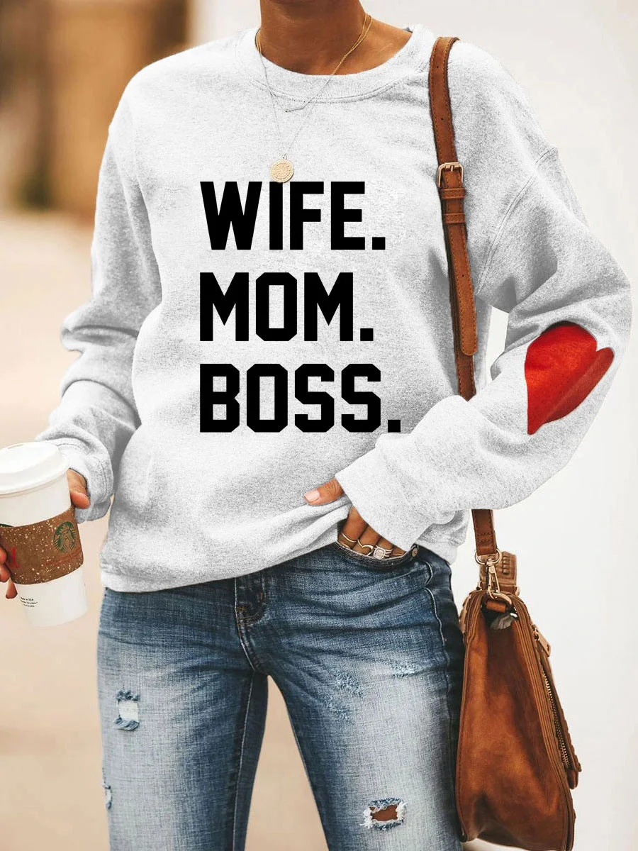 

2024 Hot Sale Popular Mother's Day Women Sweatshirt Wife Mom Boss Love Print Female Sweater Fashion Gift for Mother Girl Tops