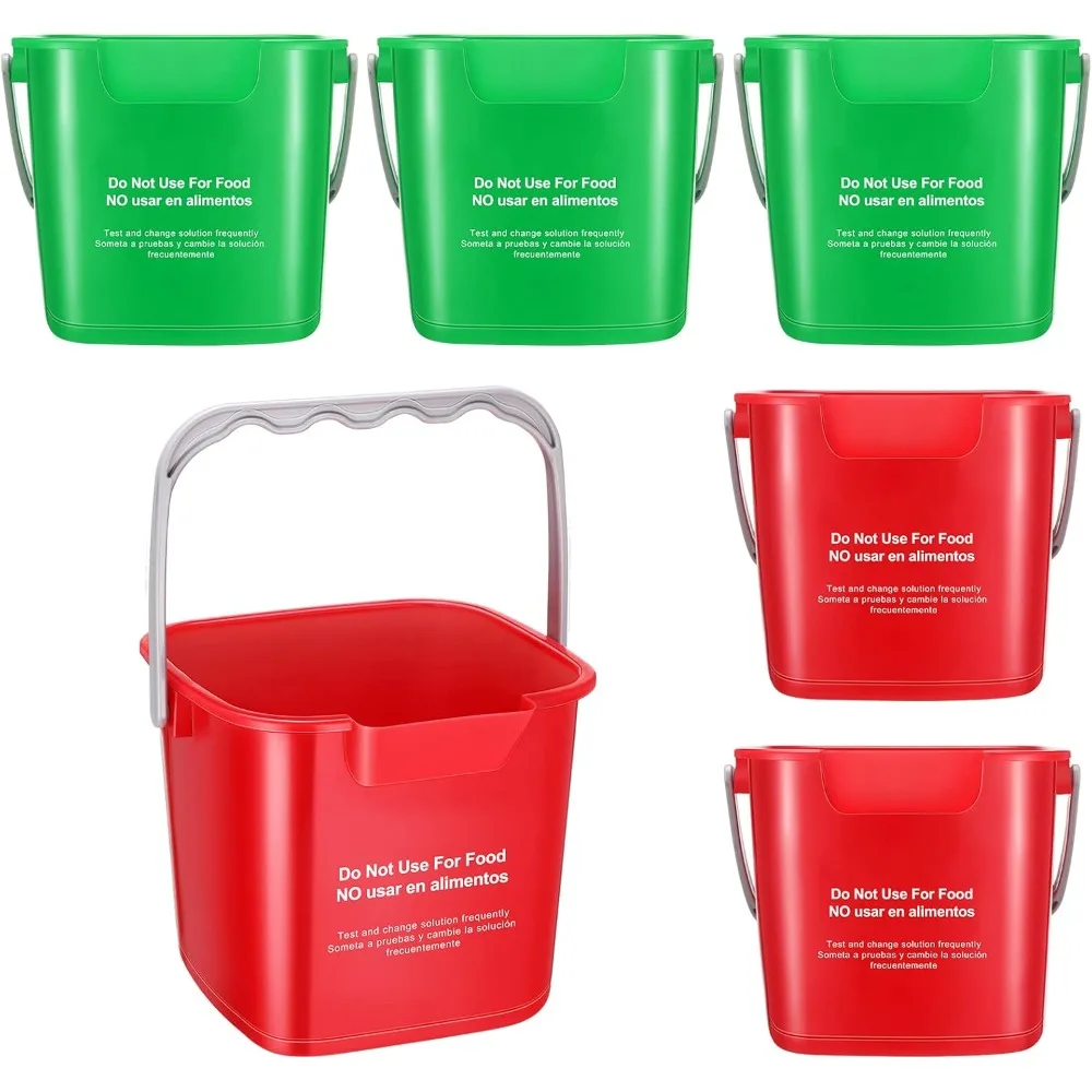 

6 Pack 3 Quart Small Square Cleaning Bucket Sanitizing Pail Detergent Container for Kitchen Restaurant Commercial Home Office