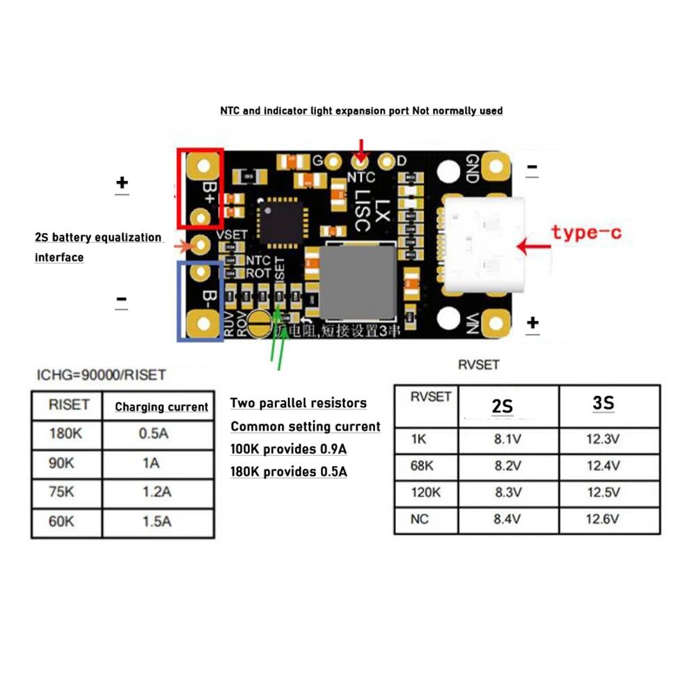 15W Type-C USB 2S 3S boost Fast Charging module 8.4V 12.6V li-ion Lithium Battery Charge W balance DIY Drone Power