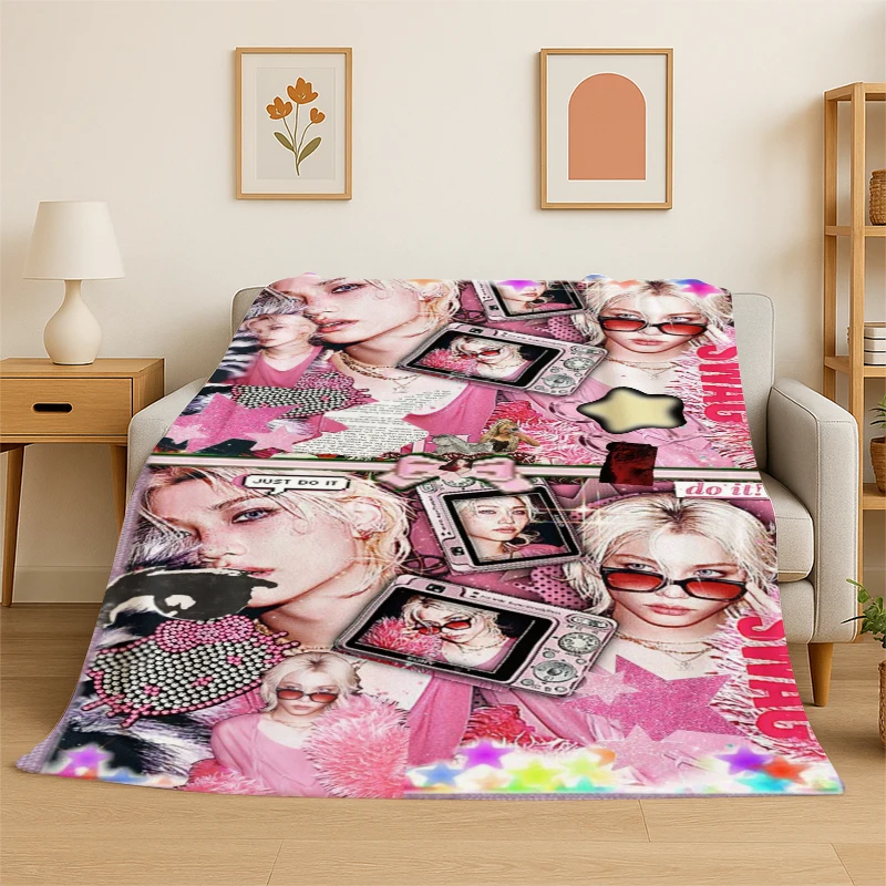 Kpop Felix Stray Kids Musik-Flanelldecke, weiche, warme Überwurfdecke für Schlafzimmer, Wohnzimmer, Bett, Reisen, Camping, Picknick, Geschenk