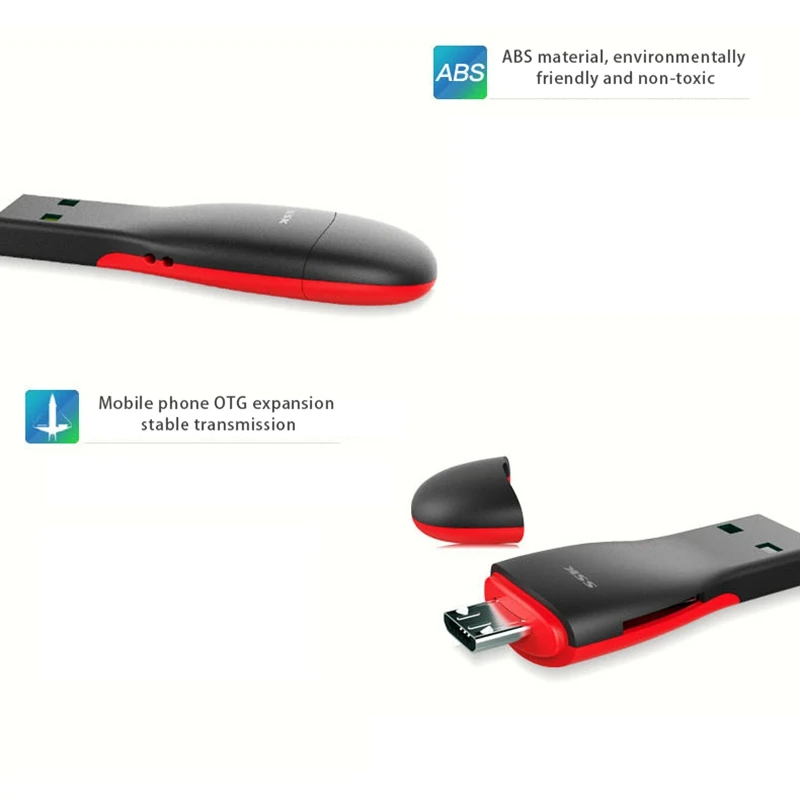 SSK SCRS600 TF OTG Card Reader Mobile Phones and Computers Dual-Use Card Reader Compatible with Android, PC, Tablet Series