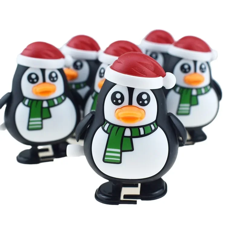 Chain Up String Up Walking Christmas Penguin Spring Up Red Hat Penguin Doll Toy Christmas Gift Toy