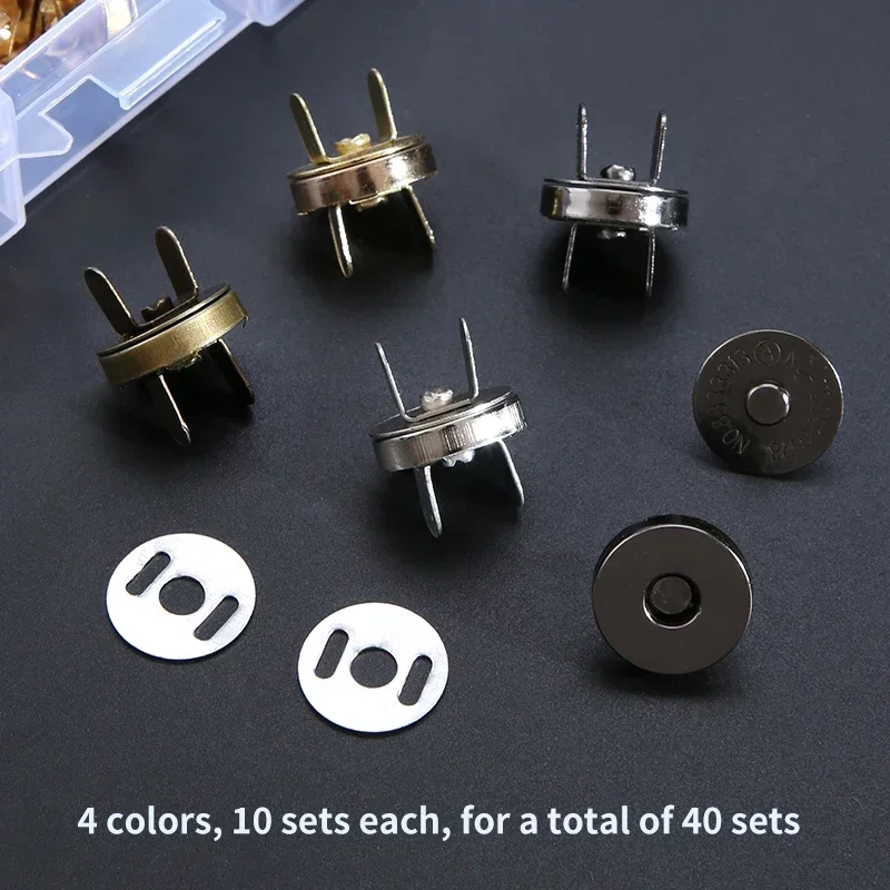 Easy-Attach 14mm Magnetic Snap Buttons - 40 Set Multi-Color Pack for Sewing and Crafts, Durable & Stylish Metal Fasteners