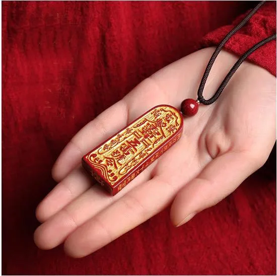 5 Thunder Order Cinnabar Pendant Purple Gold Sand Necklace Men's and Women's Pendant Bronzing Token Pendant New Year Gift Amulet