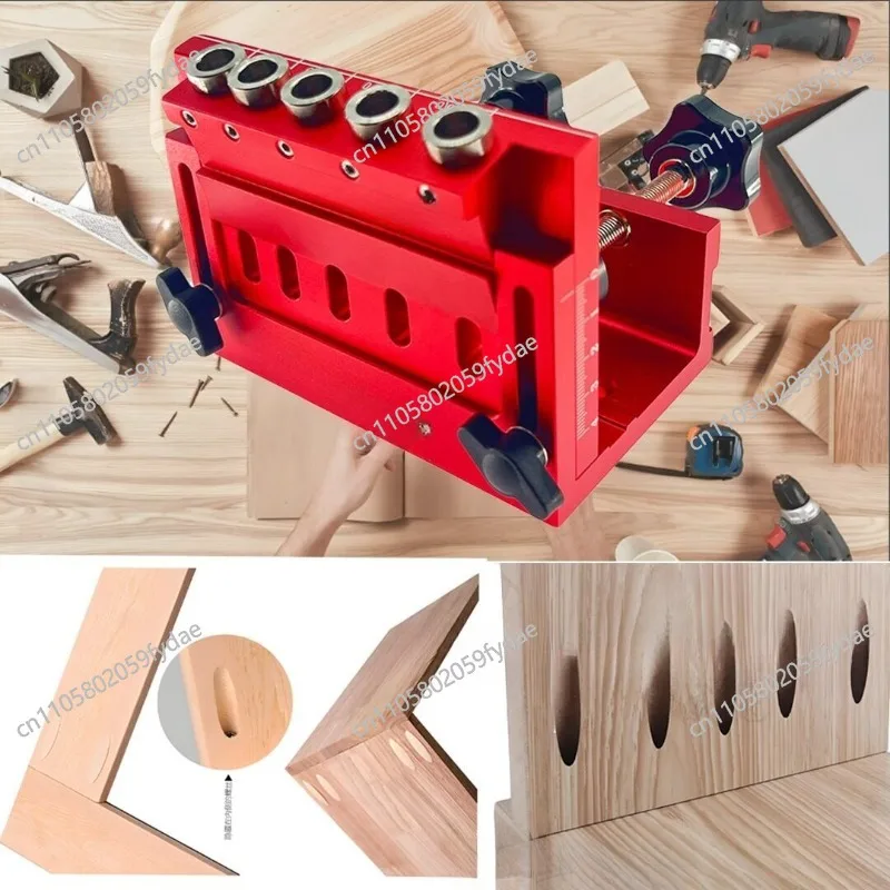 New Woodworking Puncher, Adjustable Oblique Hole Positioner, Wood Plate Punching Cabinet Plate Aluminum Alloy