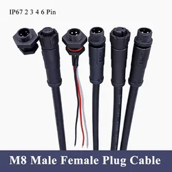 M8 Waterproof Male Female Docking Plug Cable IP67 2 3 4 6 Pin Outdoor Industry Quick Aviation Connector LED Lamp Power Wire